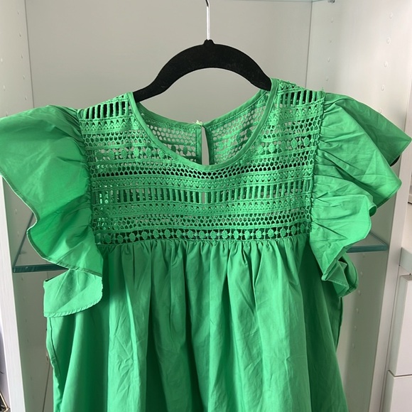 English Factory Green Mini Flutter Sleeve Dress sz XS - Picture 3 of 5